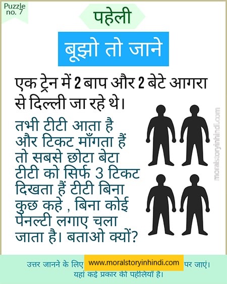 two father and twp son paheli - hindi Logical riddle dimag paheliyan - Puzzle no. 7